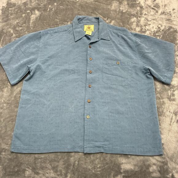 Joe Marlin Shirt Mens Large Blue Tropical Hawaiian Resort Causal Beach Aloha - Picture 1 of 8